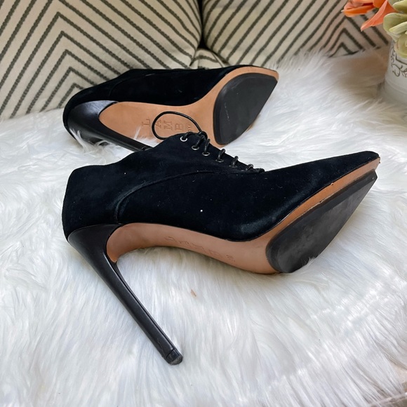 L.A.M.B Isabella Black Suede Leather Stiletto Booties - Picture 8 of 14